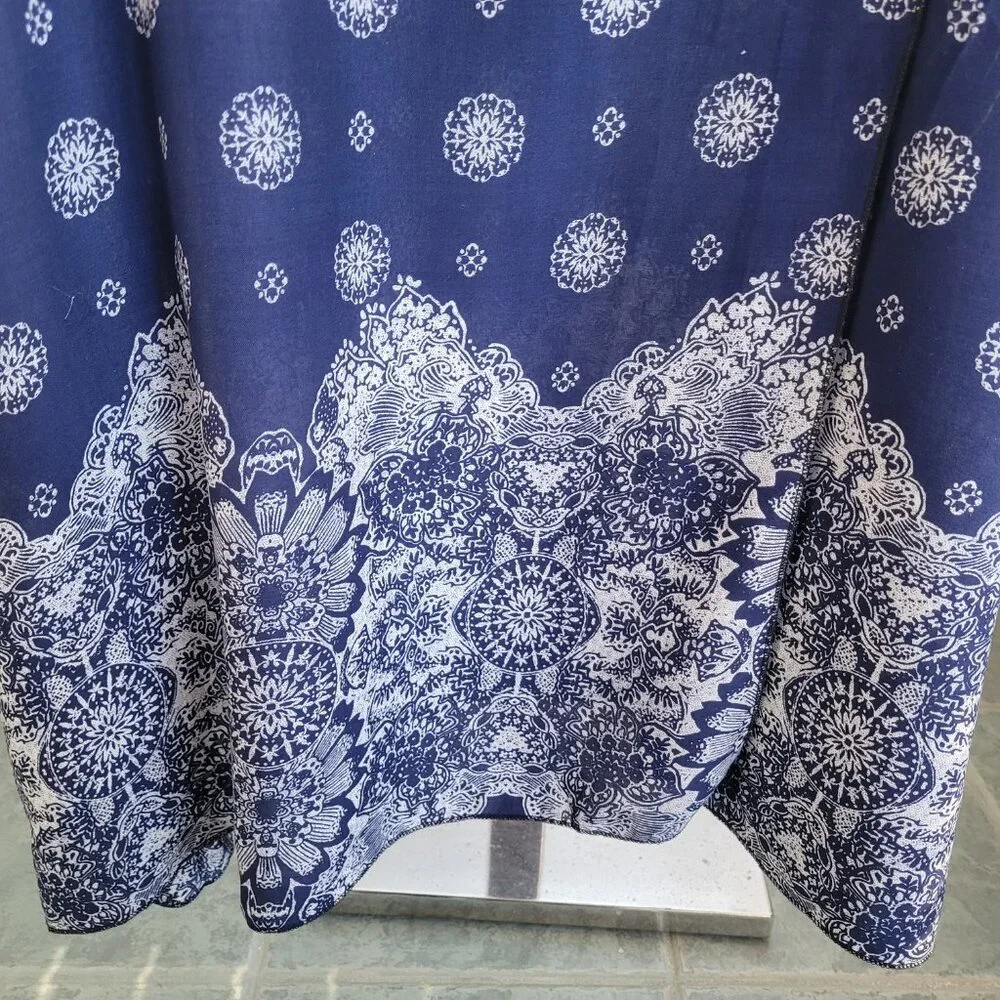 Biubiu Women’s Long Wrap Short Sleeve Navy Blue Boho Bohemian Maxi Dress (Size: - Picture 7 of 15